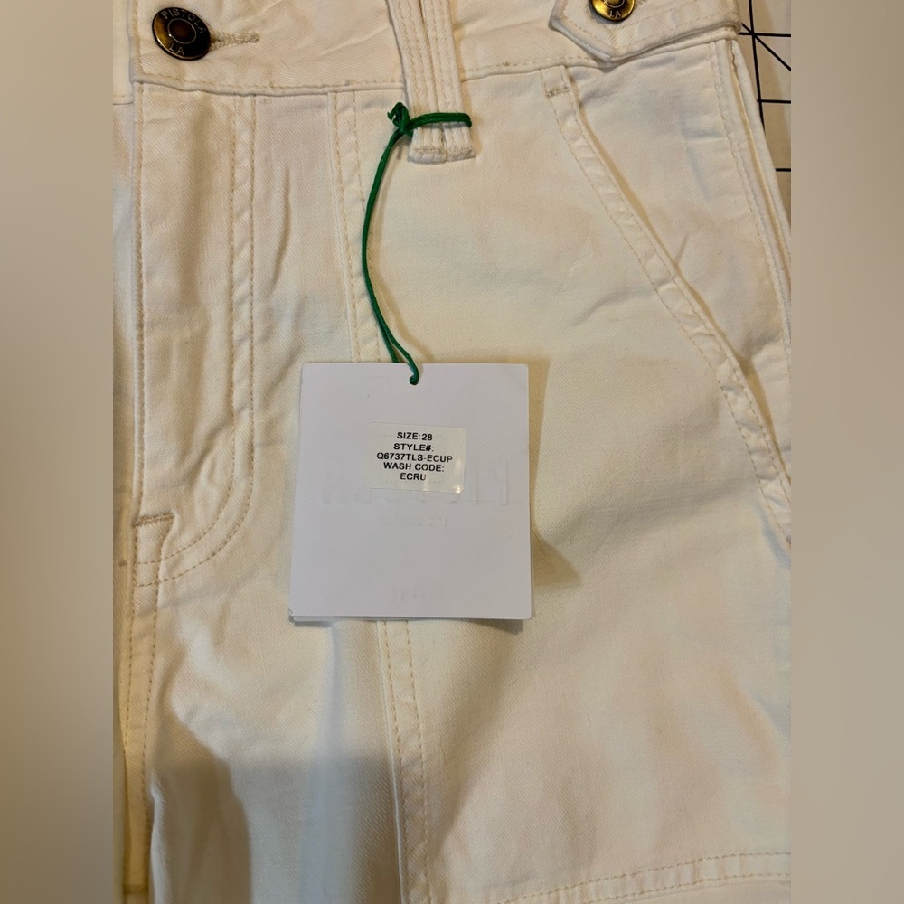 NWT Pistola Women’s Size 28 Ecru High Rise Cropped Utility Pant - Picture 3 of 10